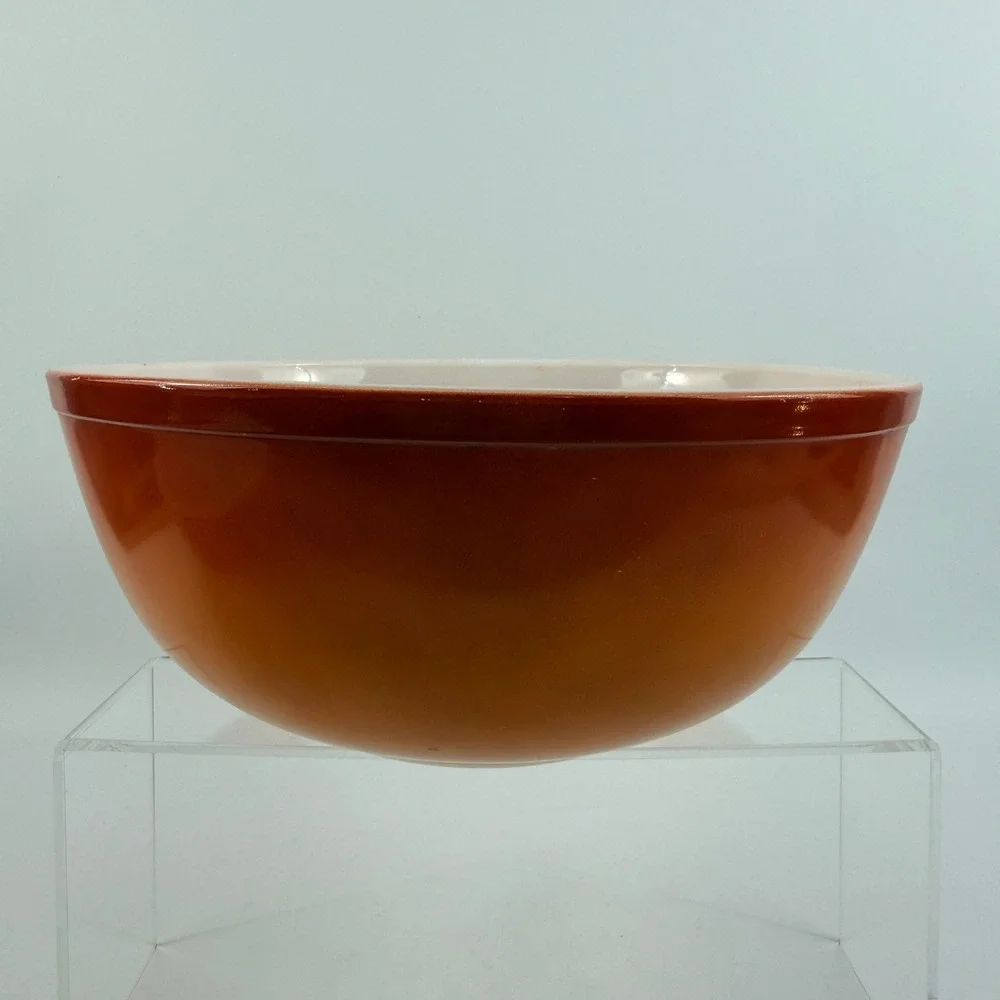 Vintage Pyrex Flameglo Mixing Bowl Set 404 403 401 Orange Nesting Bowls